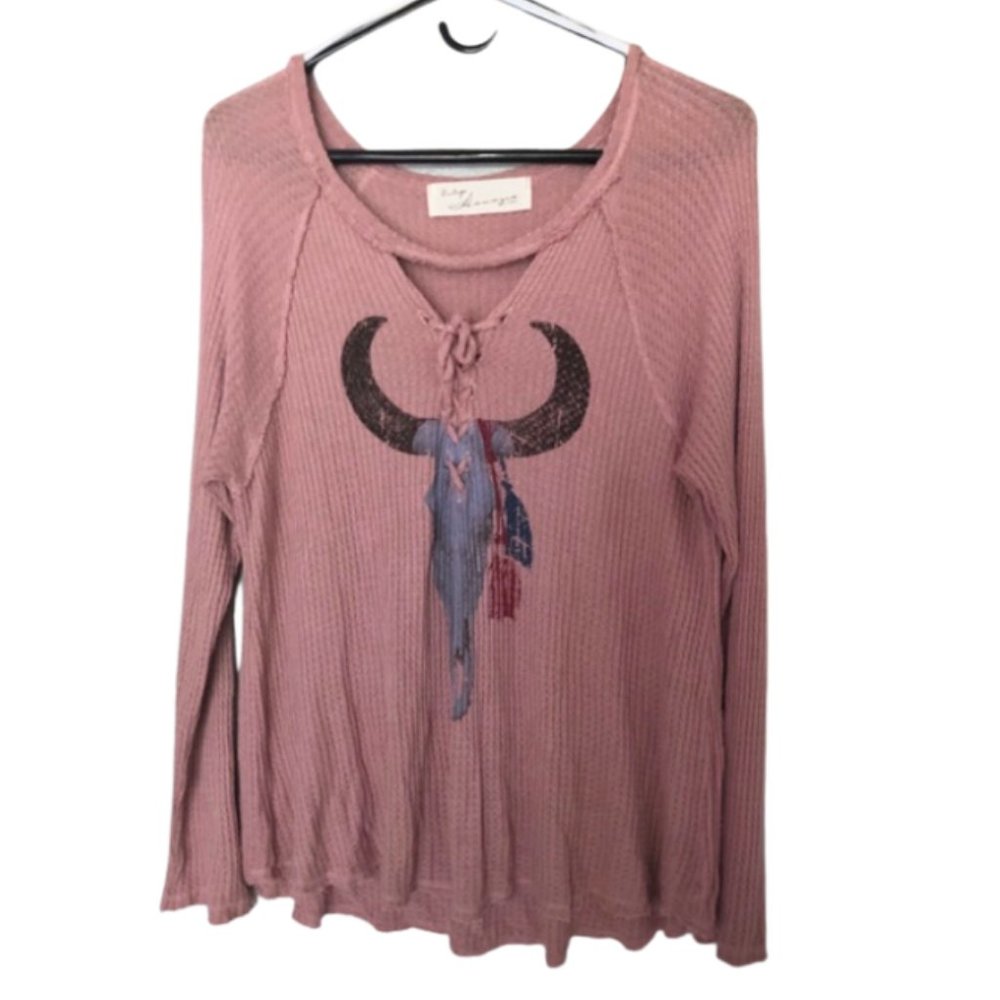 Vintage Havana Lace-Up Choker Cow Bull Shirt